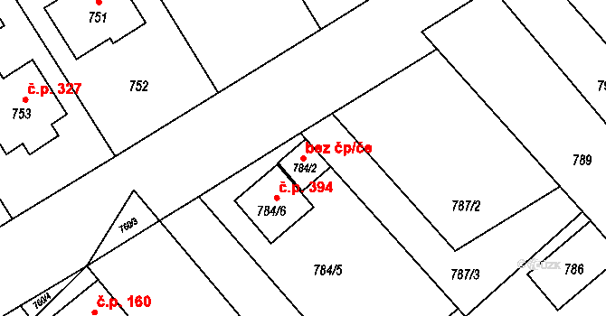 Šaratice 50108107 na parcele st. 784/2 v KÚ Šaratice, Katastrální mapa