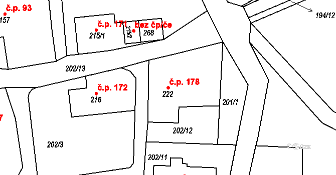 Dolní Libchavy 178, Libchavy na parcele st. 222 v KÚ Dolní Libchavy, Katastrální mapa