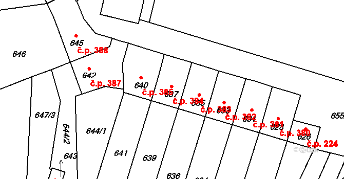 Veselí nad Lužnicí I 384, Veselí nad Lužnicí na parcele st. 637 v KÚ Veselí nad Lužnicí, Katastrální mapa