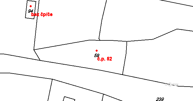 Neznášov 52, Rožnov na parcele st. 59 v KÚ Neznášov, Katastrální mapa
