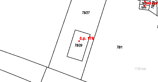 Dačice I 178, Dačice na parcele st. 78/29 v KÚ Dačice, Katastrální mapa