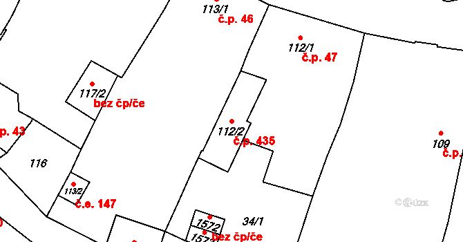 Vranov nad Dyjí 435 na parcele st. 112/2 v KÚ Vranov nad Dyjí, Katastrální mapa