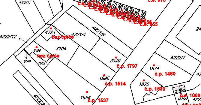 Žatec 1797 na parcele st. 2049 v KÚ Žatec, Katastrální mapa