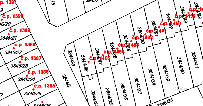 Chotěboř 1464 na parcele st. 3844/87 v KÚ Chotěboř, Katastrální mapa