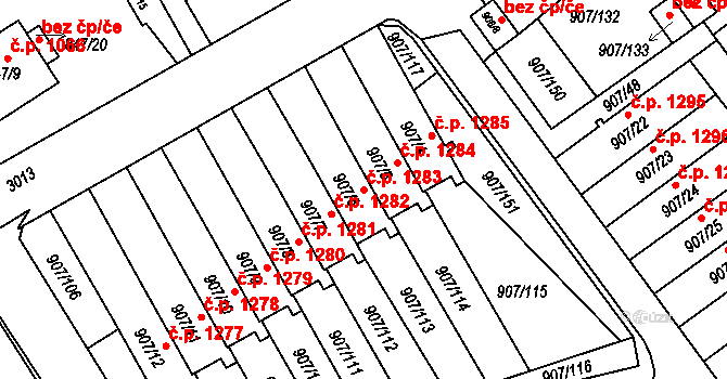 Rychnov nad Kněžnou 1283 na parcele st. 907/6 v KÚ Rychnov nad Kněžnou, Katastrální mapa
