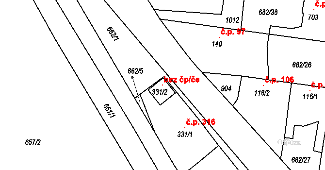 Velký Osek 100087108 na parcele st. 331/2 v KÚ Velký Osek, Katastrální mapa