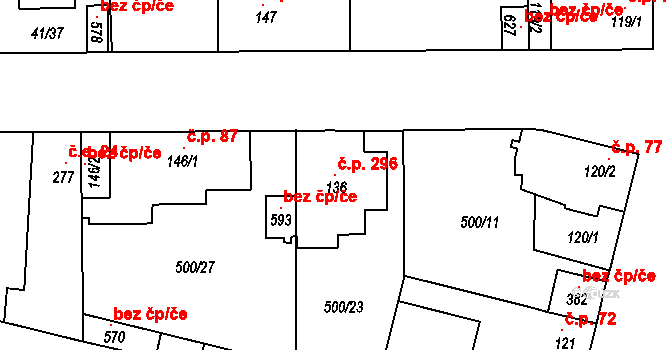 Sedlčánky 296, Čelákovice na parcele st. 136 v KÚ Sedlčánky, Katastrální mapa