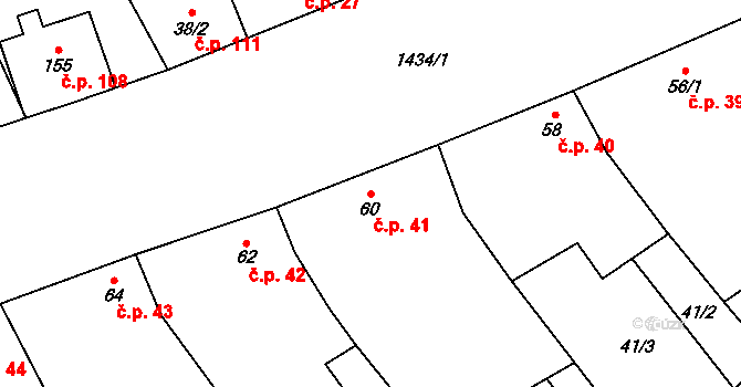 Chvalnov 41, Chvalnov-Lísky na parcele st. 60 v KÚ Chvalnov, Katastrální mapa
