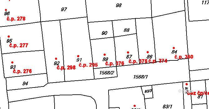 Plumlov 376 na parcele st. 89 v KÚ Plumlov, Katastrální mapa