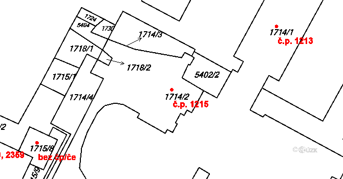 Znojmo 1215 na parcele st. 1714/2 v KÚ Znojmo-město, Katastrální mapa