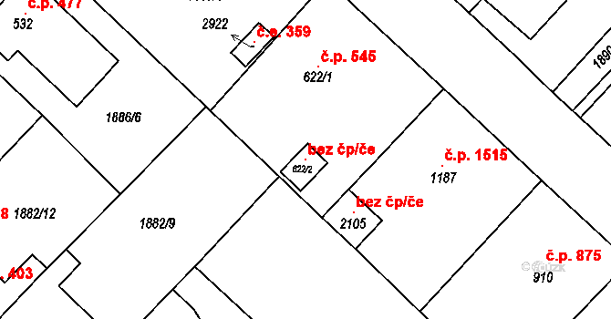 Tišnov 120002108 na parcele st. 622/2 v KÚ Tišnov, Katastrální mapa