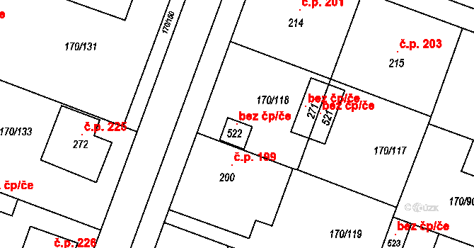 Hořátev 120384108 na parcele st. 522 v KÚ Hořátev, Katastrální mapa