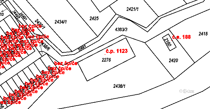 Valašské Klobouky 1123 na parcele st. 2276 v KÚ Valašské Klobouky, Katastrální mapa