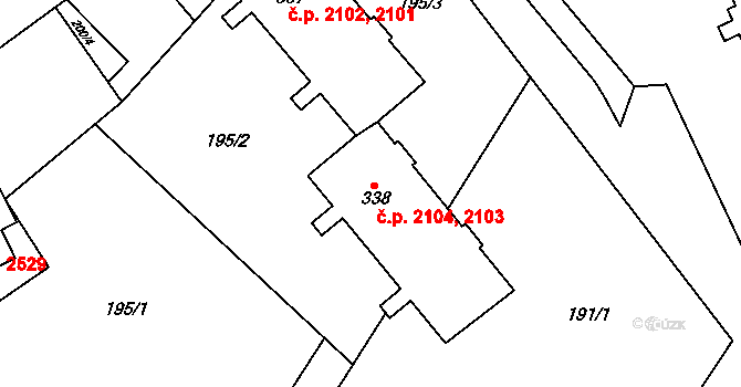Šumperk 2103,2104 na parcele st. 338 v KÚ Dolní Temenice, Katastrální mapa