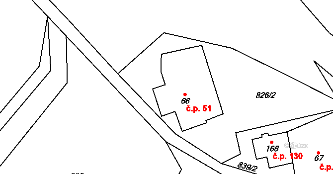 Křížlice 51, Jestřabí v Krkonoších na parcele st. 66 v KÚ Křížlice, Katastrální mapa