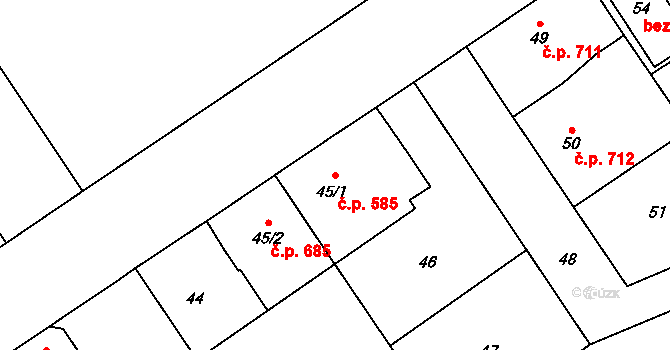 Nový Bohumín 585, Bohumín na parcele st. 45/1 v KÚ Nový Bohumín, Katastrální mapa