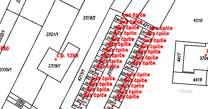 Komín 1016, Brno na parcele st. 2313/9 v KÚ Komín, Katastrální mapa