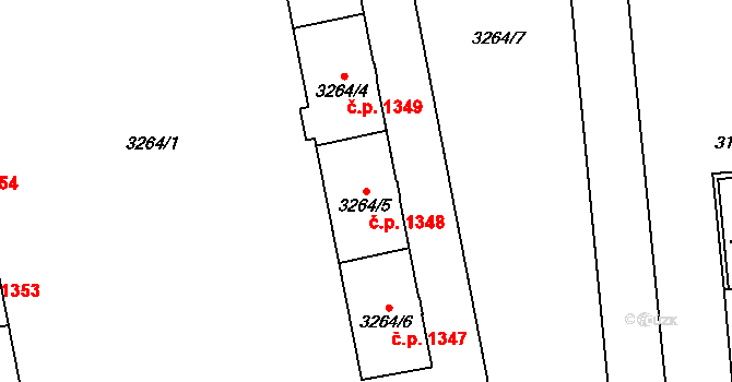 Nové Město 1348, Karviná na parcele st. 3264/5 v KÚ Karviná-město, Katastrální mapa