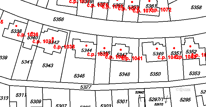 Záběhlice 1040, Praha na parcele st. 5346 v KÚ Záběhlice, Katastrální mapa
