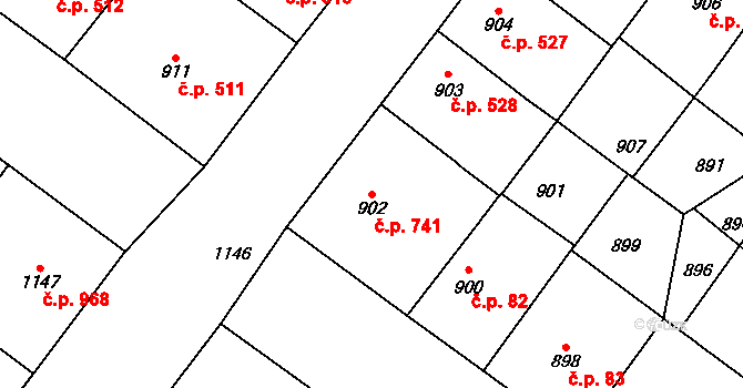 Vršovice 741, Praha na parcele st. 902 v KÚ Vršovice, Katastrální mapa
