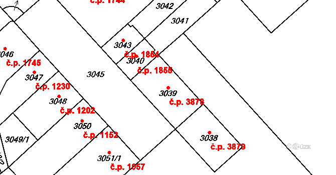 Chomutov 3878 na parcele st. 3039 v KÚ Chomutov I, Katastrální mapa