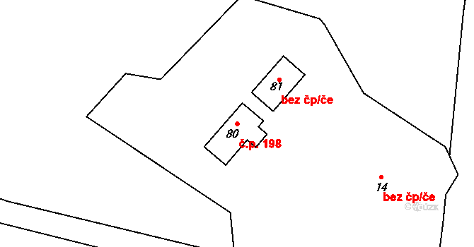 Žacléř 198 na parcele st. 80 v KÚ Černá Voda u Žacléře, Katastrální mapa