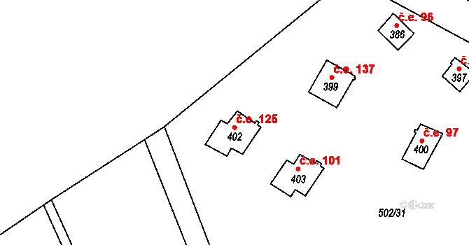 Koloděje nad Lužnicí 125, Týn nad Vltavou na parcele st. 402 v KÚ Koloděje nad Lužnicí, Katastrální mapa