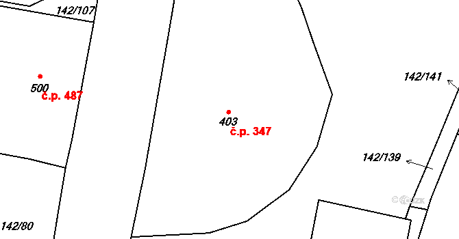 Mariánské Lázně 347 na parcele st. 403 v KÚ Mariánské Lázně, Katastrální mapa