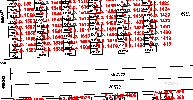 Klokoty 1478, Tábor na parcele st. 696/126 v KÚ Klokoty, Katastrální mapa