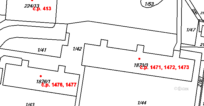 Vlašim 1471,1472,1473 na parcele st. 1873/3 v KÚ Vlašim, Katastrální mapa
