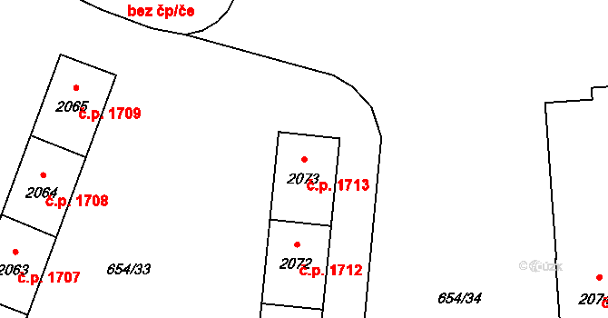 Zábřeh 1713, Ostrava na parcele st. 2073 v KÚ Zábřeh nad Odrou, Katastrální mapa