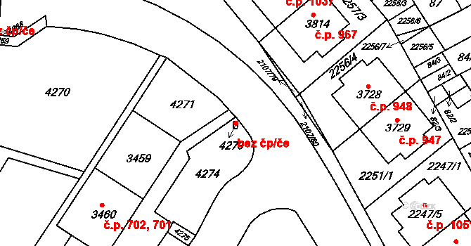 Brno 39472108 na parcele st. 4273 v KÚ Komín, Katastrální mapa