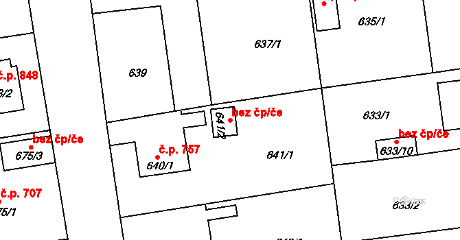 Třemošná 39634108 na parcele st. 641/2 v KÚ Třemošná, Katastrální mapa