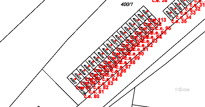 Vysokov 103 na parcele st. 400/8 v KÚ Vysokov, Katastrální mapa