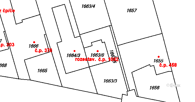 Kylešovice 1082, Opava na parcele st. 1663/8 v KÚ Kylešovice, Katastrální mapa