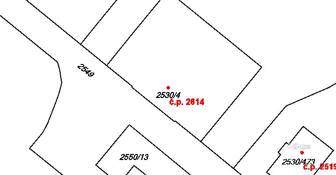Předměstí 2614, Opava na parcele st. 2530/4 v KÚ Opava-Předměstí, Katastrální mapa