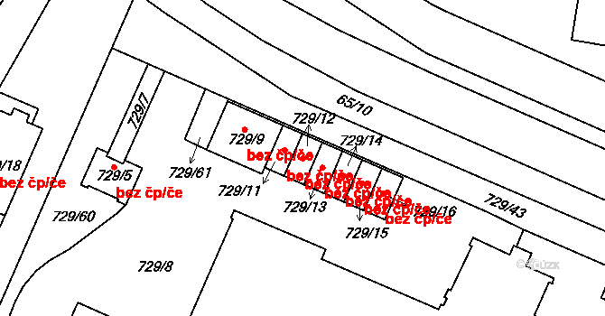Teplice 45147108 na parcele st. 729/12 v KÚ Teplice-Řetenice, Katastrální mapa