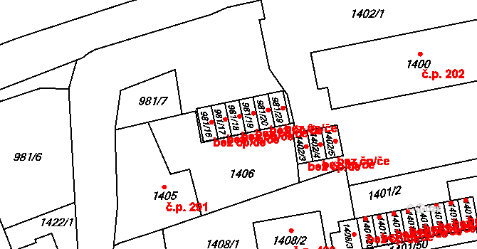 Vimperk 46177108 na parcele st. 981/18 v KÚ Vimperk, Katastrální mapa