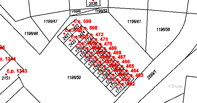 Hlinsko 469 na parcele st. 1775 v KÚ Hlinsko v Čechách, Katastrální mapa