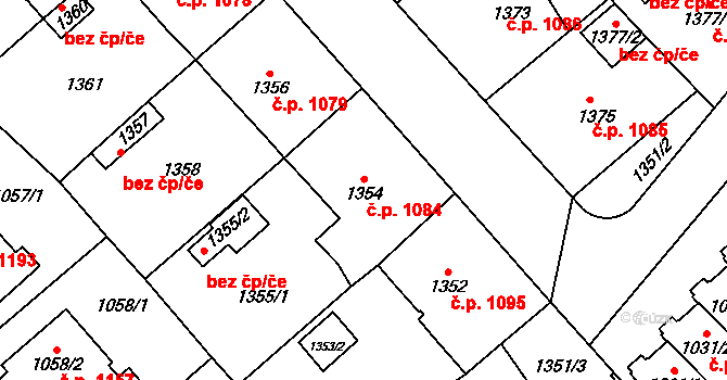 Třešť 1084 na parcele st. 1354 v KÚ Třešť, Katastrální mapa
