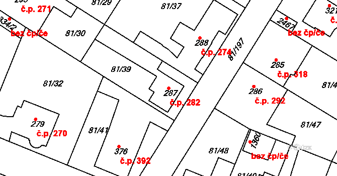 Lobeček 282, Kralupy nad Vltavou na parcele st. 287 v KÚ Lobeček, Katastrální mapa