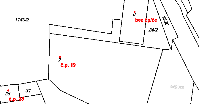 Ostromeč 19, Velký Malahov na parcele st. 7 v KÚ Ostromeč, Katastrální mapa