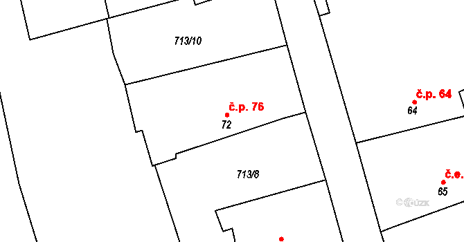 Vejvanov 76 na parcele st. 72 v KÚ Vejvanov, Katastrální mapa