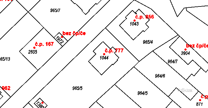 Náchod 777 na parcele st. 1044 v KÚ Náchod, Katastrální mapa