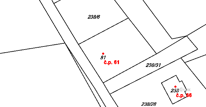 Veleboř 61, Klopina na parcele st. 81 v KÚ Veleboř, Katastrální mapa