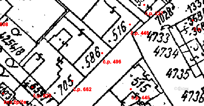Kobylí 496 na parcele st. 586 v KÚ Kobylí na Moravě, Katastrální mapa