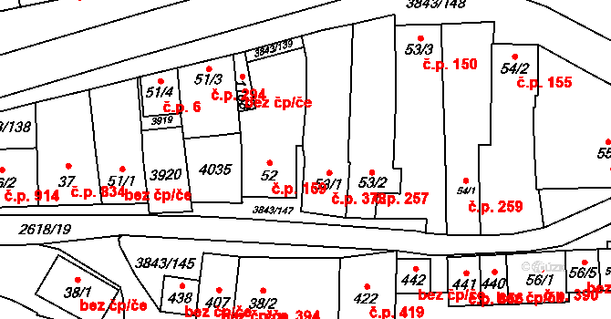 Rakvice 378 na parcele st. 53/1 v KÚ Rakvice, Katastrální mapa