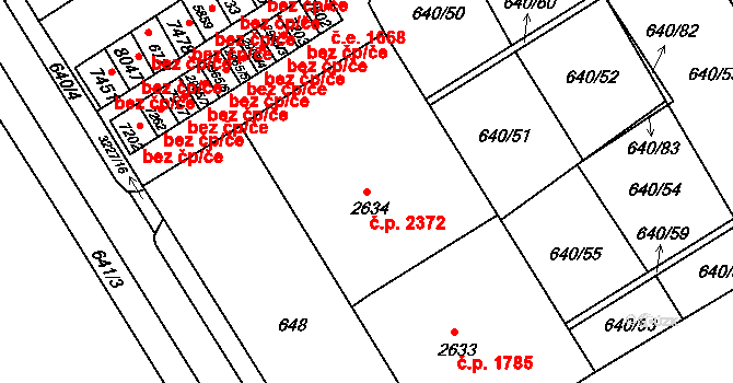 Kroměříž 2372 na parcele st. 2634 v KÚ Kroměříž, Katastrální mapa