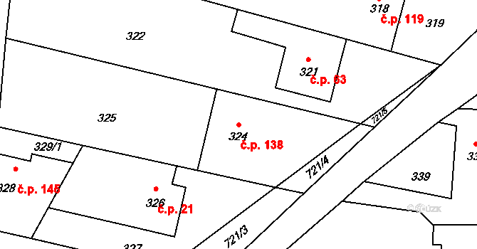 Černotín 138 na parcele st. 324 v KÚ Černotín, Katastrální mapa