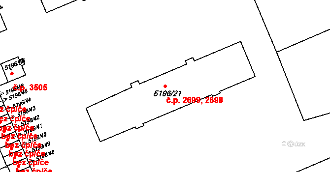 Přerov I-Město 2698,2699, Přerov na parcele st. 5196/21 v KÚ Přerov, Katastrální mapa